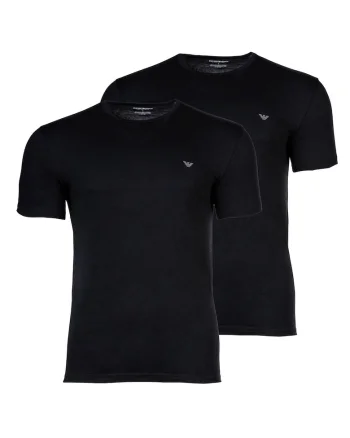 Set de tricouri cu decolteu la baza gatului - 2 piese, Negru