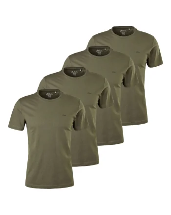Set de tricouri uni - 4 piese, Verde inchis