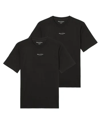Set de tricouri de bumbac organic cu logo - 2 piese, Negru
