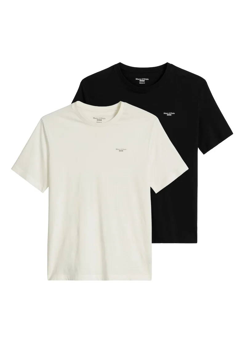 Marc O'Polo, Set de tricouri de bumbac organic - 2 piese, Alb/Negru