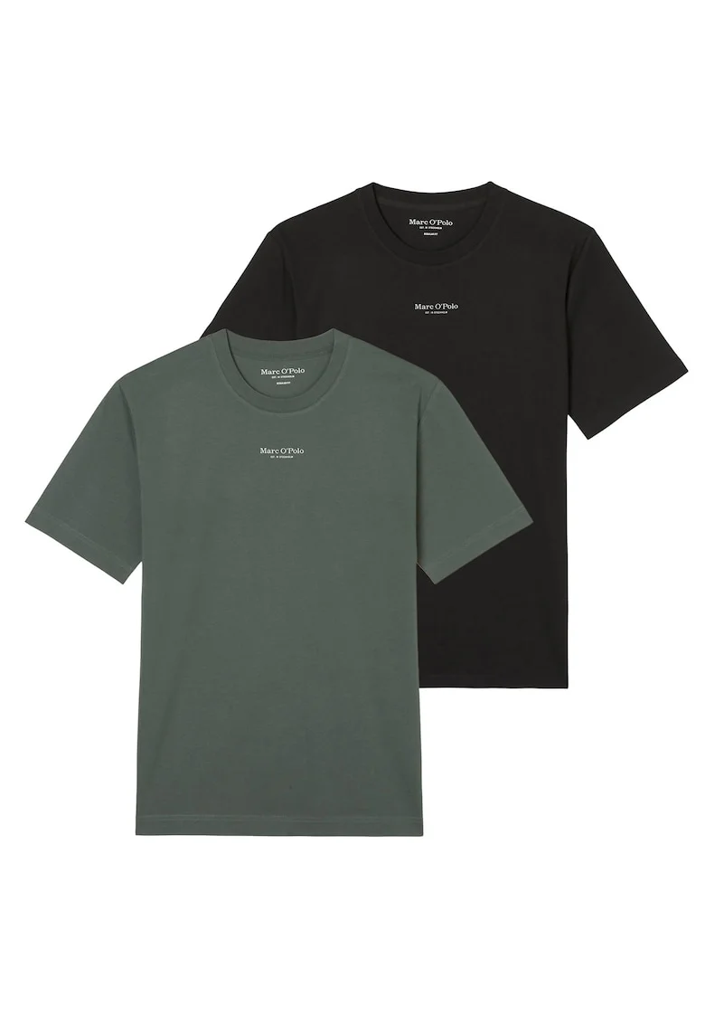 Set de tricouri de bumbac organic cu logo - 2 piese, Verde/Negru