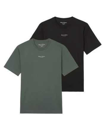Set de tricouri de bumbac organic cu logo - 2 piese, Verde/Negru