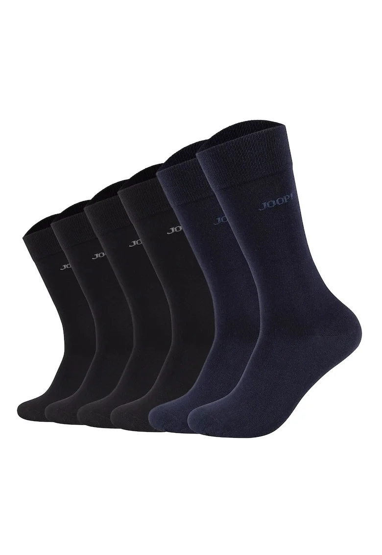 Set de sosete lungi unisex Premium Essential- 6 perechi, Negru/Albastru ultramarin