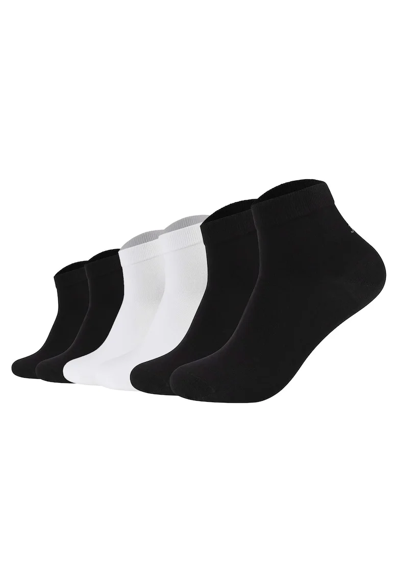 Set de sosete scurte unisex Premium Essential - 6 perechi, Alb/Negru
