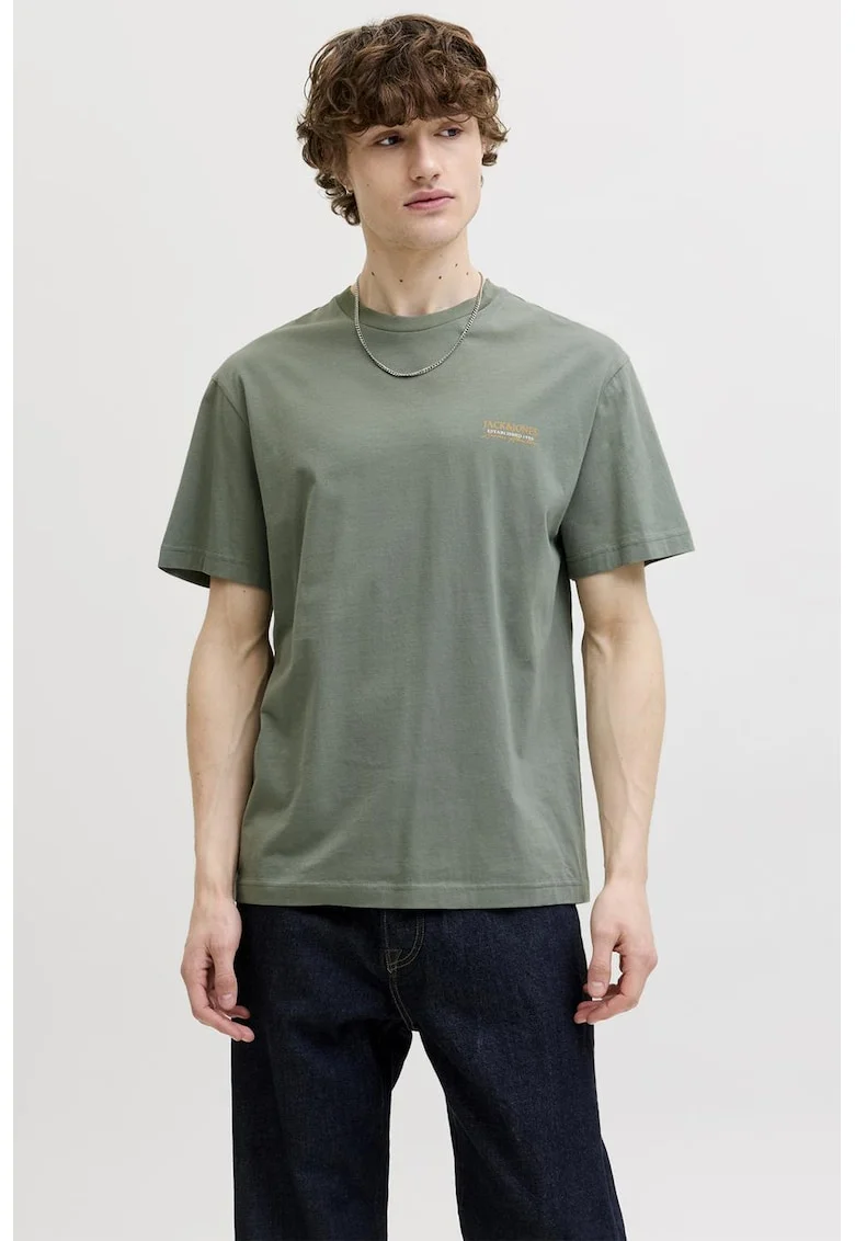 Tricou din bumbac cu imprimeu pe partea din spate, Verde sparanghel