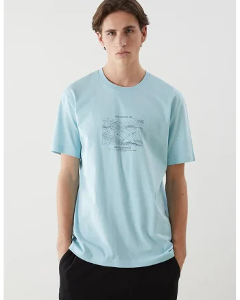 Tricou de bumbac cu imprimeu, Albastru glaciar