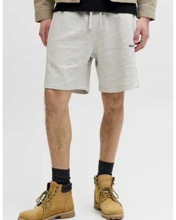 Pantaloni scurti de trening cu detaliu brodat, Alb