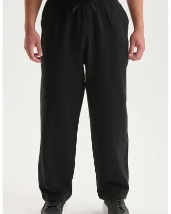 Pantaloni de bumbac cu snur, Negru