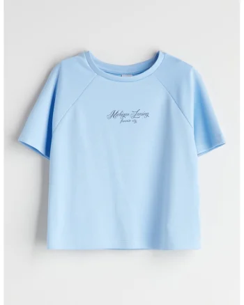Tricou lejer cu maneci raglan, Albastru deschis