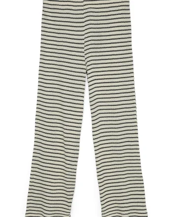 Pantaloni tricotati in dungi, Negru/Crem