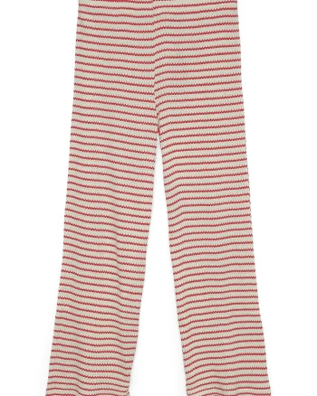Pantaloni tricotati in dungi, Coral/Crem