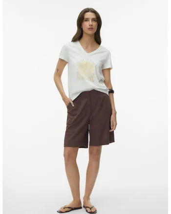 Tricou lejer cu deciolteu in V, Alb
