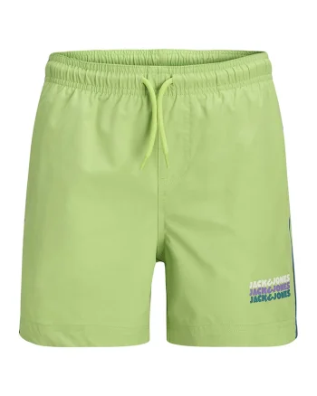 Pantaloni scurti de baie cu snur, Verde lime