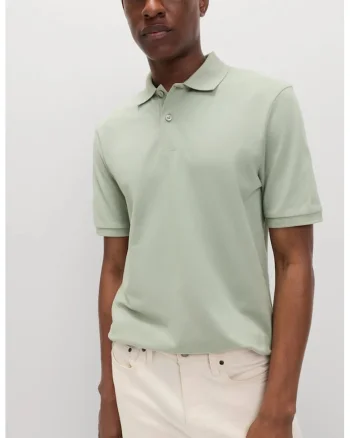 Tricou polo regular fit, Verde pal