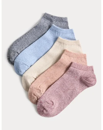Set de sosete pana la glezna, din amestec de bumbac, Multicolor