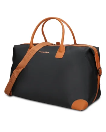 Geanta duffle din piele ecologoca Seraphina Prime, Negru/Maro