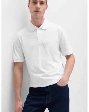 Tricou polo uni, Alb optic
