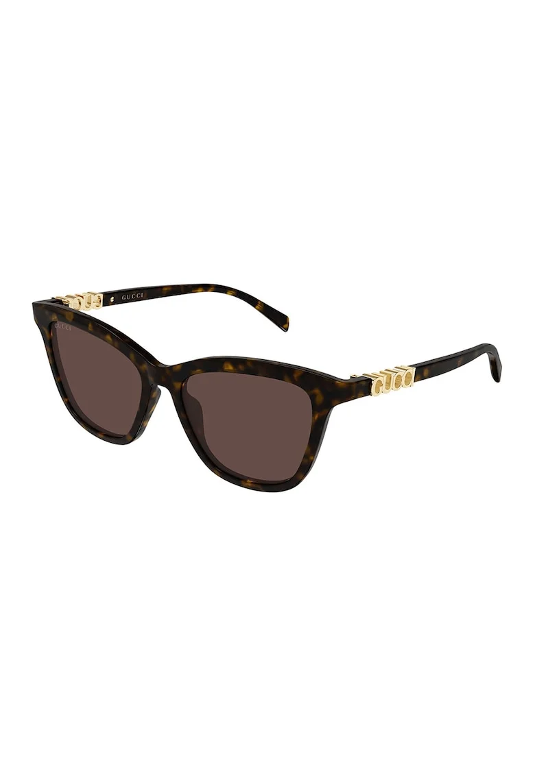 Ochelari de soare cat-eye cu logo metalic, Auriu/Negru/Maro scortisoara
