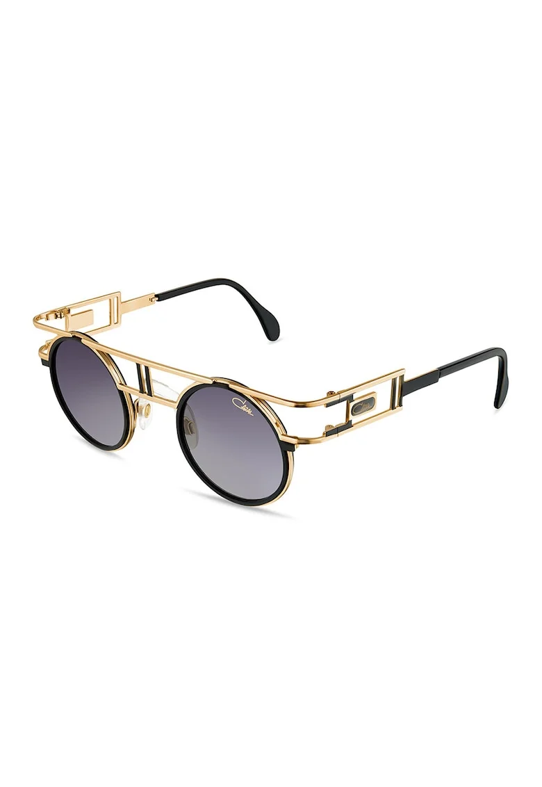 Ochelari de soare rotunzi unisex cu rame metalice, Auriu/Negru