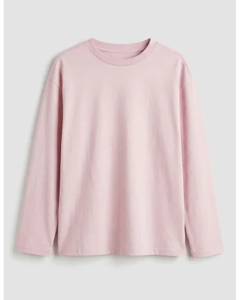 Bluza uni din bumbac, Roz deschis