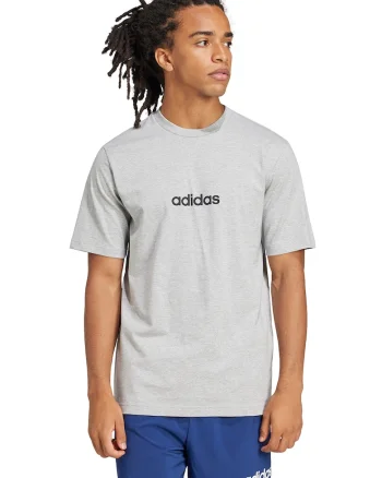 Tricou cu logo pe piept si decolteu la baza gatului, Negru/Gri deschis melange
