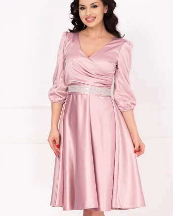 Rochie de ocazie roz Constance midi in clos