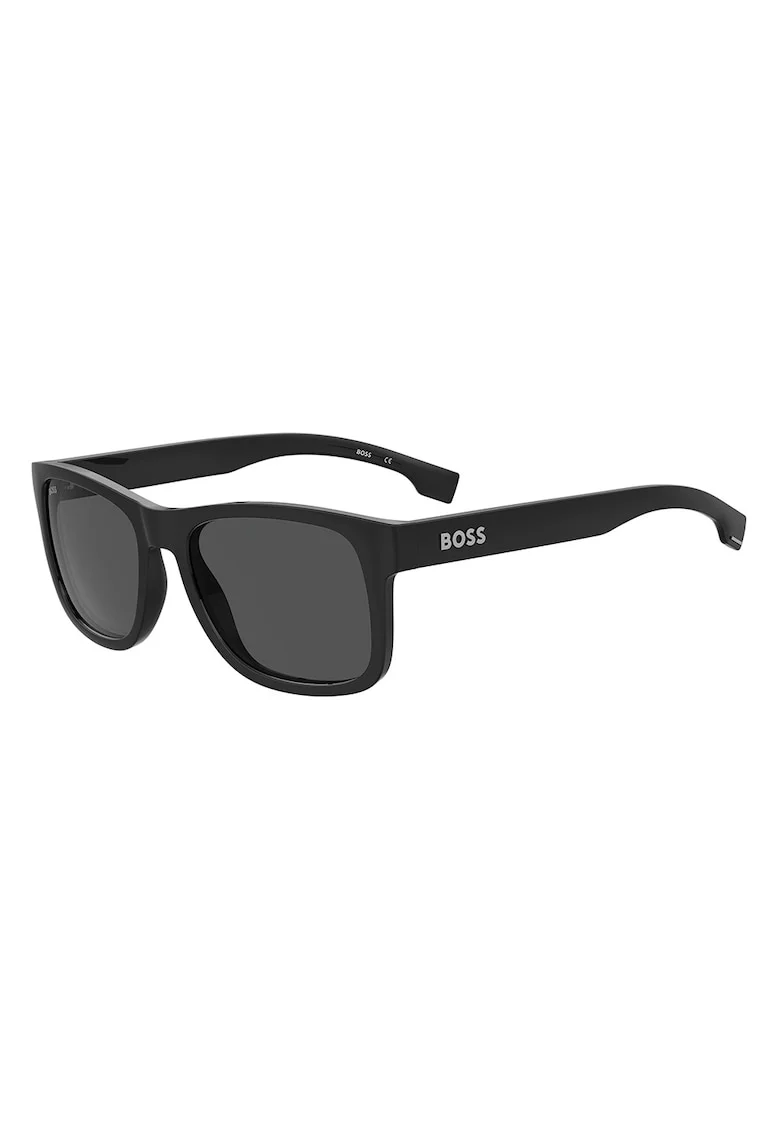 Ochelari de soare dreptunghiulari cu logo, Negru