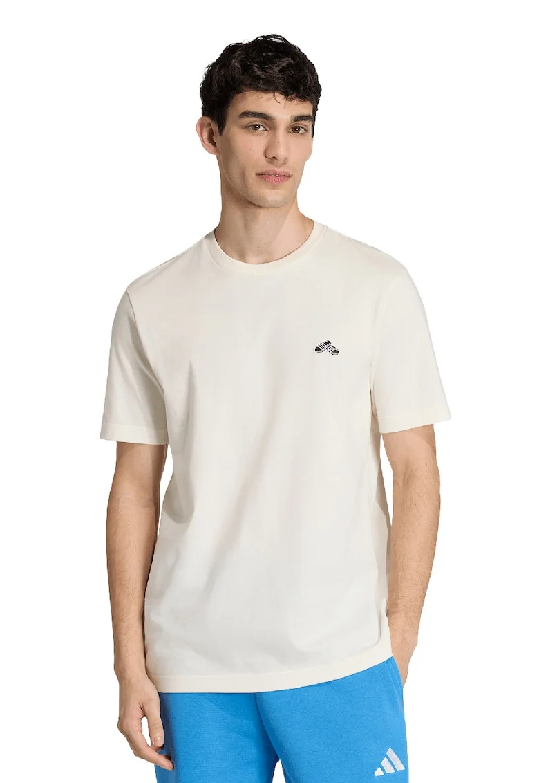 Tricou din bumbac cu imprimeu, Albastru glaciar/Alb murdar