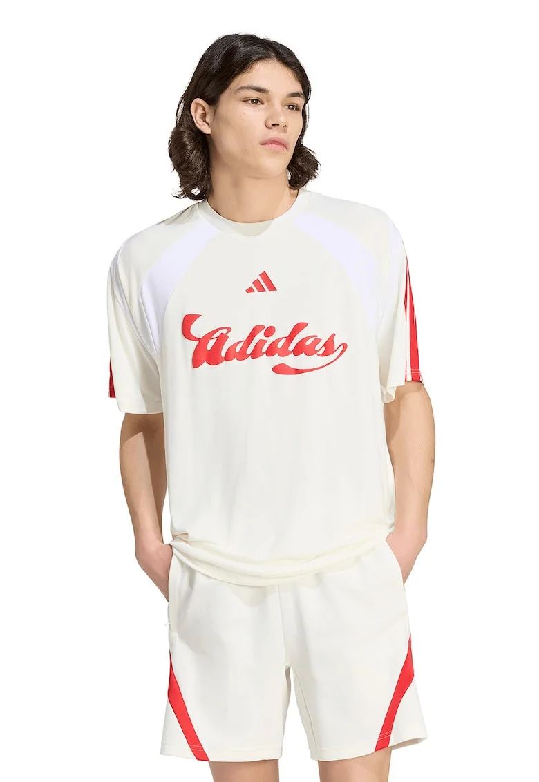 Tricou cu imprimeu TIRO, Alb/Roz