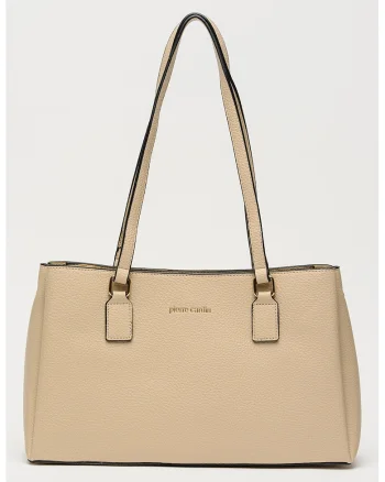 Geanta shopper de piele ecologica cu aspect granulat, Maro taupe