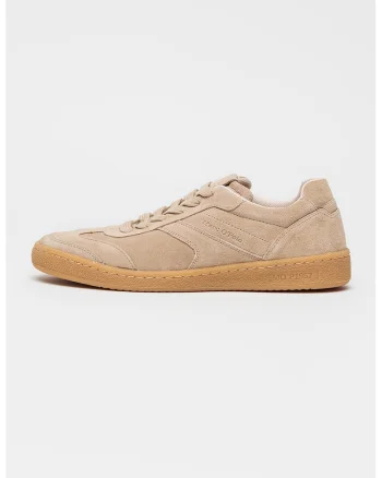 Pantofi sport Court low-cut din piele intoarsa, Maro taupe deschis/Caramel