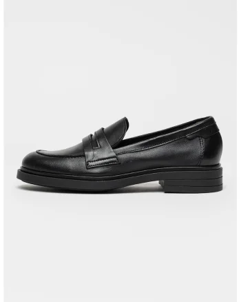 Pantofi loafer de piele cu varf rotund Paula, Negru