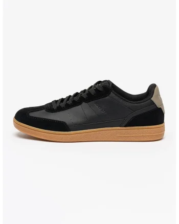 Pantofi sport low-cut cu garnituri de piele intoarsa, Negru