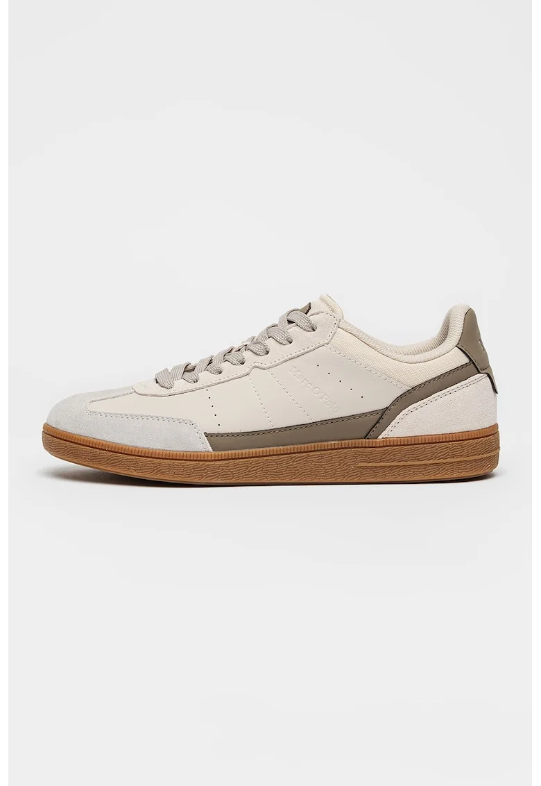 Pantofi sport low-cut cu garnituri de piele intoarsa, Maro taupe/Caramel/Alb murdar