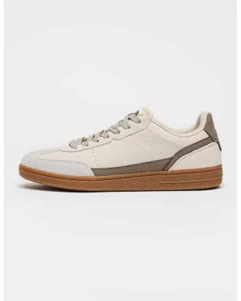 Pantofi sport low-cut cu garnituri de piele intoarsa, Maro taupe/Caramel/Alb murdar