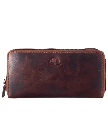 Portofel dama piele naturala maro 19 x 10 cm, Rugged,  Maro