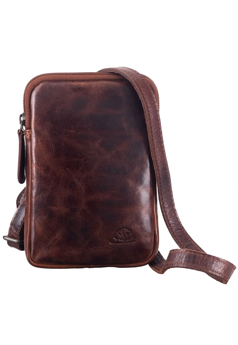 Geanta umar barbati piele naturala maro 12.5 x 18 x 3 cm, Rugged,  Maro