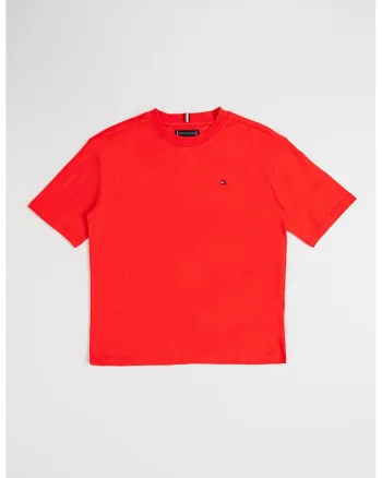 Tricou regular fit cu decolteu la baza gatului, Rosu