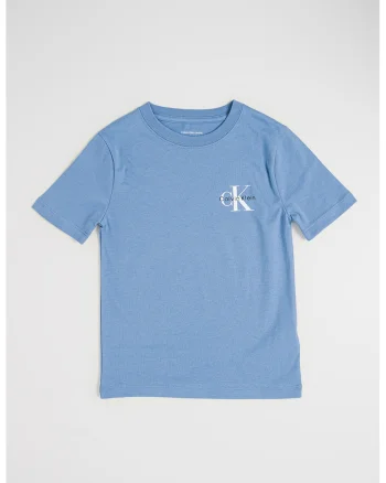 Tricou din bumbac organic cu logo, Albastru prafuit