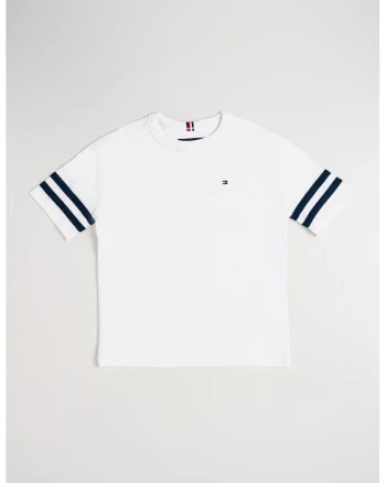 Tricou din bumbac cu decolteu la baza gatului, Alb/Bleumarin