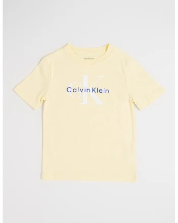 Tricou din bumbac organic cu imprimeu logo, Galben deschis