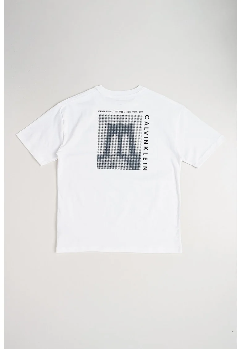Tricou din bumbac organic cu imprimeu pe partea din spate Bridge, Alb