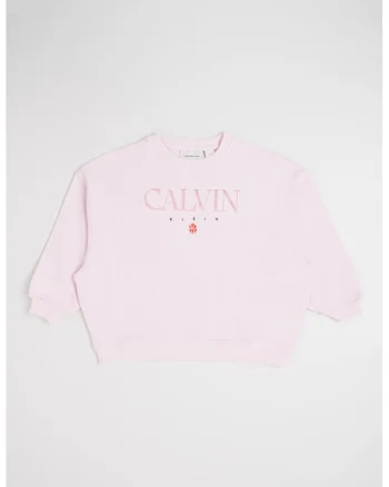Bluza de trening cu croiala lejera si imprimeu logo, Roz deschis