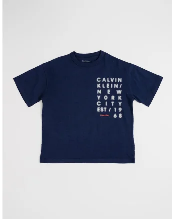 Tricou din bumbac organic cu imprimeu logo, Albastru indigo