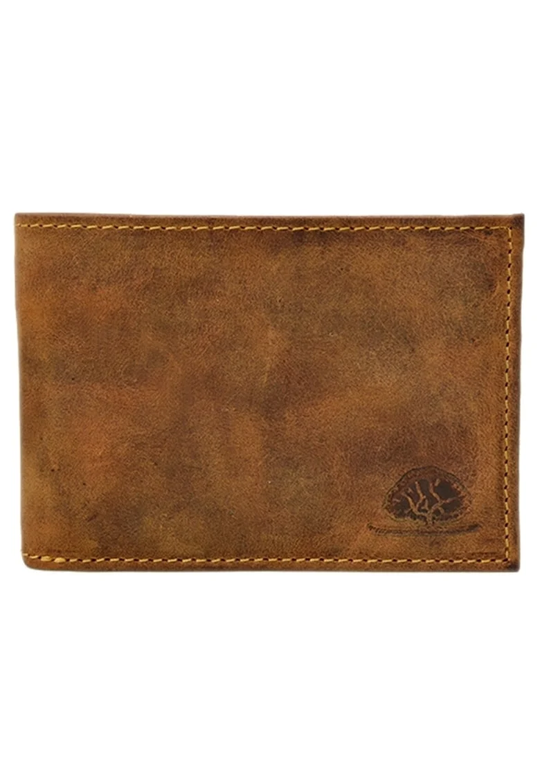Portofel barbati piele naturala maro antichizat 11.5 x 8.5 x 2.0 cm, Vintage,  Maro antichizat