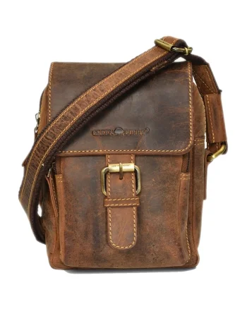 Geanta umar unisex piele naturala maro antichizat 16 x 21 cm, Vintage,  Maro antichizat