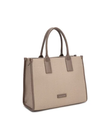 Geanta shopper cu logo discret Celeste Plus, Maro taupe