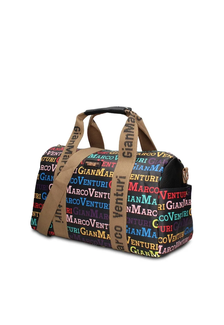 Geanta duffle de piele ecologica cu buzunare exterioare Lunaria Chic, Multicolor