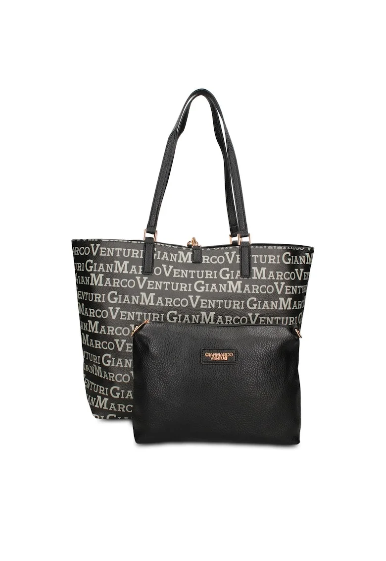 Geanta shopper de piele ecologica cu etui detasabil Valoria Chic, Negru