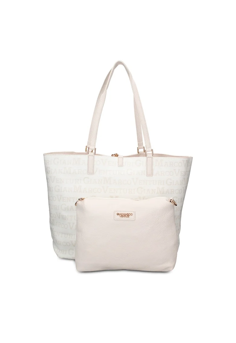 Geanta shopper de piele ecologica cu etui detasabil Valoria Chic, Crem